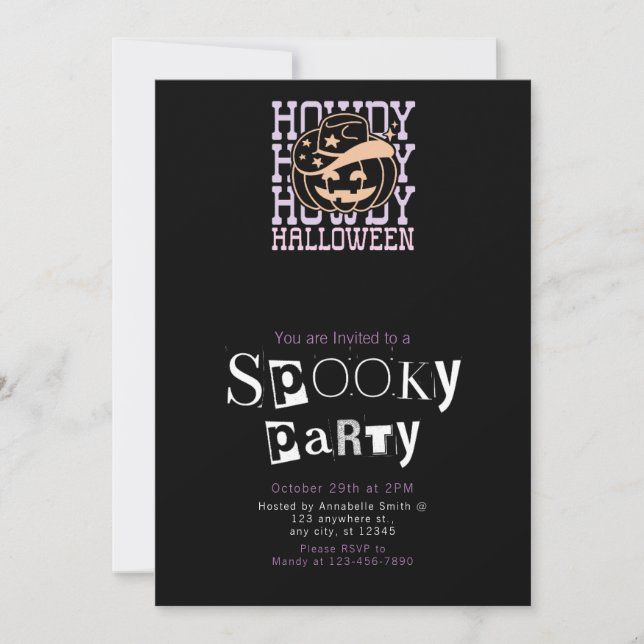 Invitation Howdy Cowbow Casquettes Stars Halloween Party (Devant)
