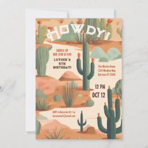Invitation Howdy Southwestern Saddup Boys Anniversaire