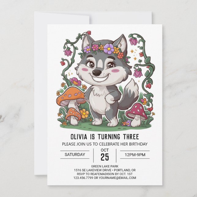 Invitation Howimsical Wolf Digital Anniversaire (Devant)