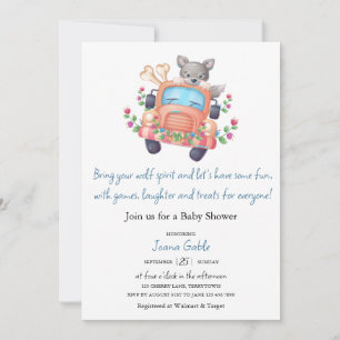 Invitation Howling avec Joy Cute Wolf Baby shower