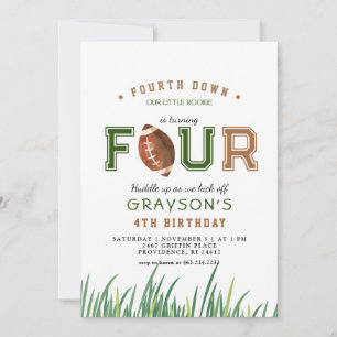 Invitation Huddle Up Football 4e fête d'anniversaire