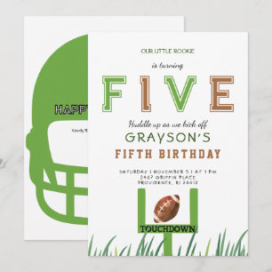 Invitation Huddle Up Football 5e anniversaire
