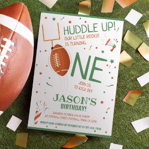 Invitation Huddle Up Green Rookie Football 1er anniversaire