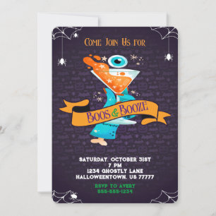Invitation Huées et Boissons Adultes Soirée Cocktail d'Hallow