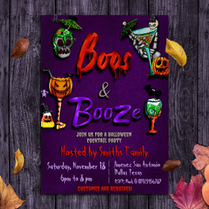 Invitation Huées et Boissons - Fête de Cocktail d'Halloween 