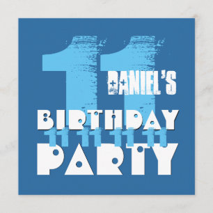 Invitation HUES DE BLEU 11e Anniversaire Fête 11 ans V06