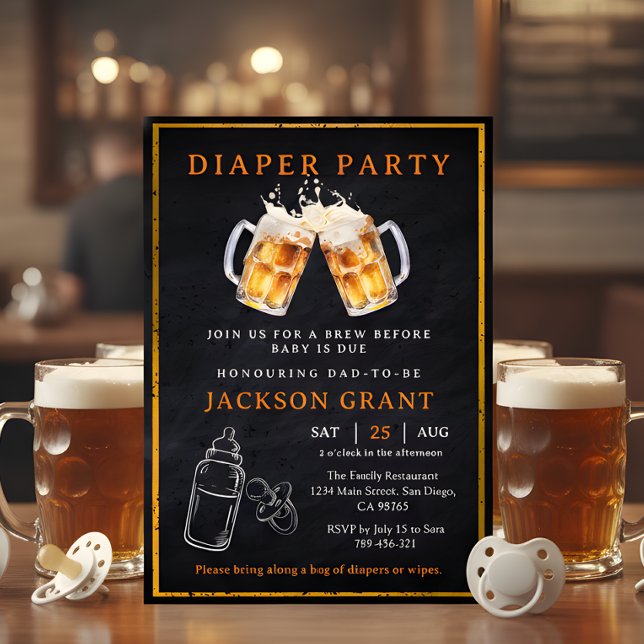 Invitation Huggies et chouggies Baby shower de fête de la biè (Huggies and Chuggies Beer Diaper Party Baby Shower Invitation)