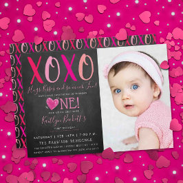 Invitation Hugs & Kisses Saint Valentin 1er anniversaire Phot