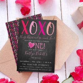 Invitation Hugs & Kisses (XOXO) Valentine's Day 1st Birthday