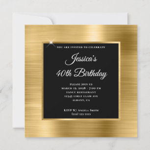 Invitation Huile d'or avec revêtement noir 40e anniversaire