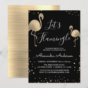 Invitation Huile d'or de luxe Flamingle - Flamant rose