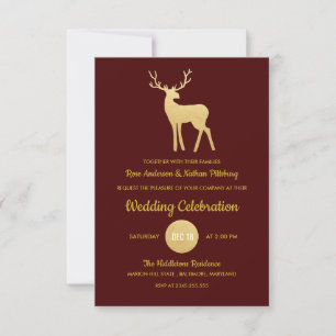 Invitation Huile d'or de Reinder Antler Faux Mariage élégant