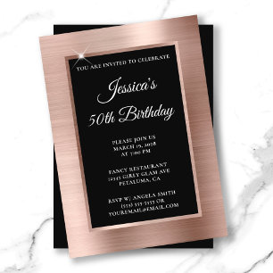 Invitation Huile d'or rose et revêtement noir 50e anniversair