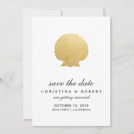 Invitation Huile d'or Seashell Faux | Ocean Enregistrer La Da