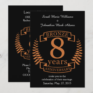 Invitation Huit ans de mariage anniversaire de bronze
