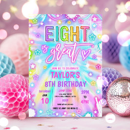 Invitation Huit est grand Neon brillant 8e fête d'anniversair