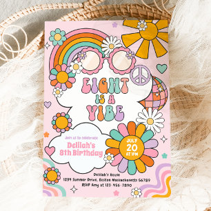 Invitation Huit Est Un Vibe Super les années 70 Fleur Power A