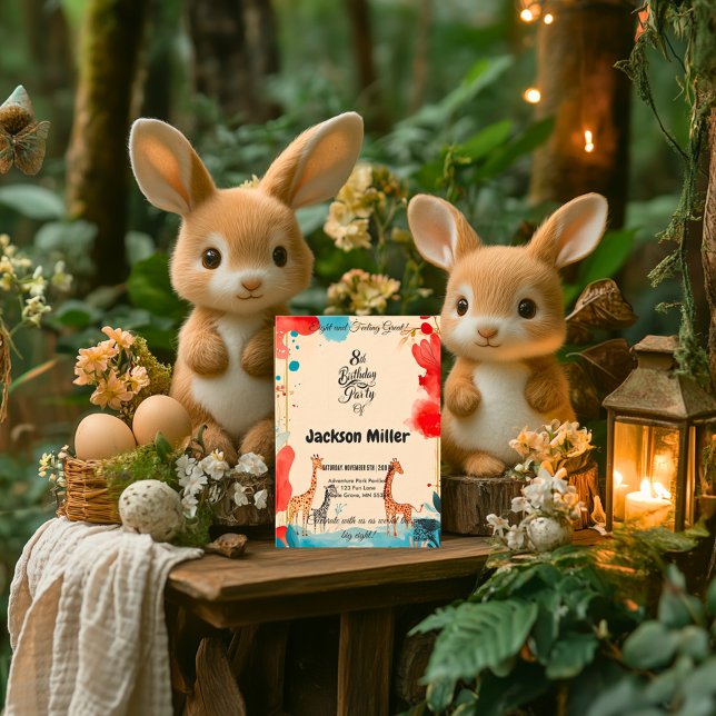 Invitation Huit et se sentir grand 8e anniversaire Rouge et b (Créateur téléchargé)