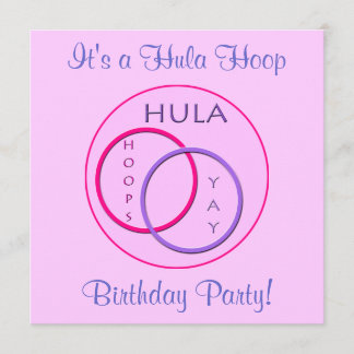 Invitation Hula Hoop Pink Purple Anniversaire de enfant Party