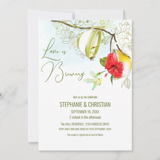 Invitation Hummingbird Teacup Floral (Devant)