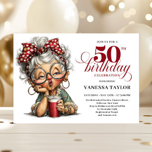 Invitation humoristique de 50e anniversaire de dam