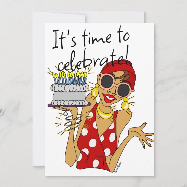 Invitation humoristique Lady Cartoon Party (Devant)