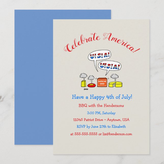 Invitation Humorous Patriotic Summer Holiday Party Invite (Devant / Derrière)
