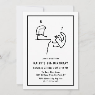 Invitation Humour de Mème Drôle Simple Noir Blanc 8ème Annive