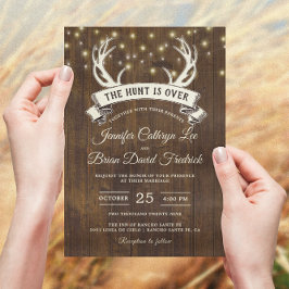Invitation "Hunt is Over" Rustic Antler Strings Mariage léger