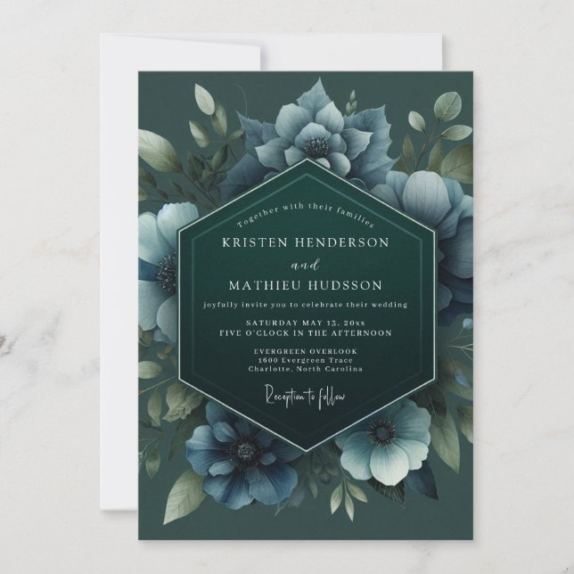 Invitation Hunter Slate Anemone Wedding (Devant)