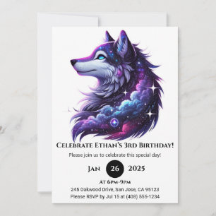 Invitation Hurlement Céleste Loup Anniversaire