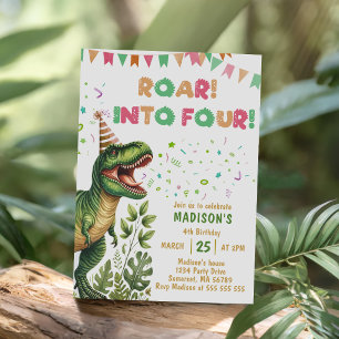 Invitation Hurlement dans quatre fête d'anniversaire de dinos