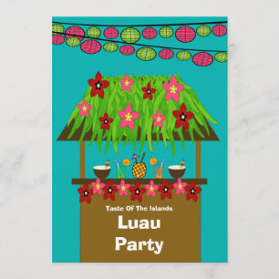 Invitation Hutte Aloha Luau PartyInvitation de Tiki