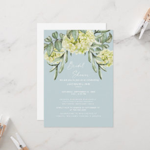 Invitation  Hydrangea Bleu Poussiéreux Élégant Baby Shower 