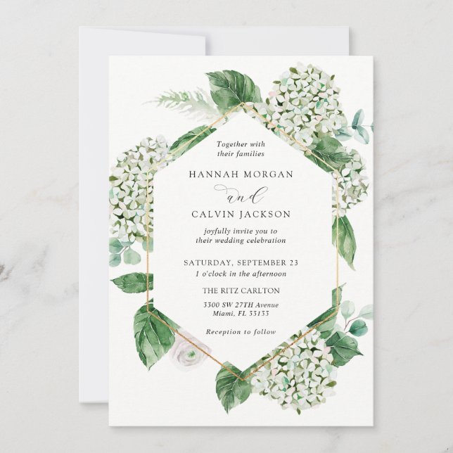 Invitation Hydrangea Blossoms and Greenery Mariage (Devant)