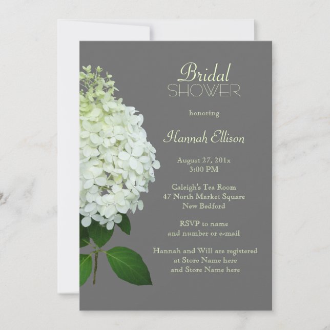 Invitation Hydrangea Botanique Blanche pour la Fête de Mariée (Devant)
