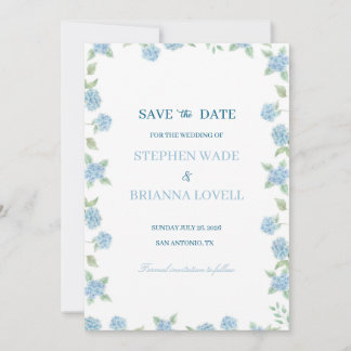 Invitation Hydrangea Côtière Enregistrez la Date 