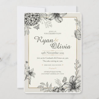 Invitation Hydrangea Customisé Élégant Mariage Vintage