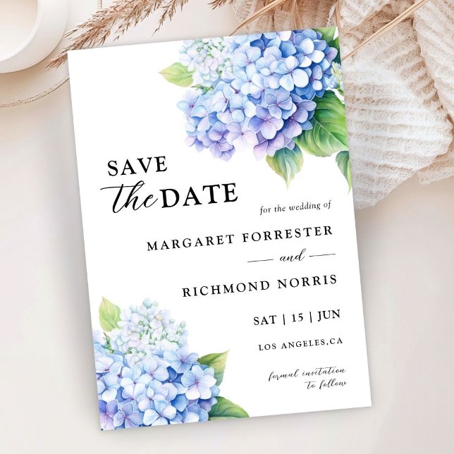 Invitation Hydrangea Dusty Blue Floral Wedding Enregistrer La (Créateur téléchargé)