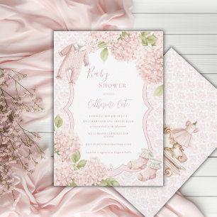Invitation Hydrangea Élégant Fleur Rose Vintage Bébé