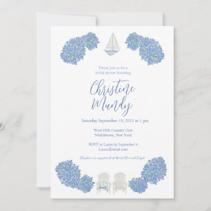 Invitation Hydrangea Fête des mariées côtière classique nauti