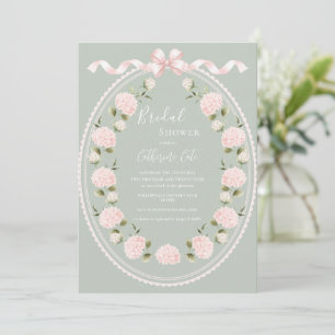 Invitation Hydrangea Florale Rose Sauge Élégant Mariage