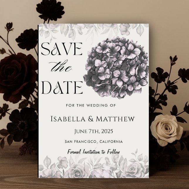 Invitation Hydrangea Gothique Mariage Floral Enregistrer La D (Gothic Hydrangea Floral Wedding Save the Date Invitation)