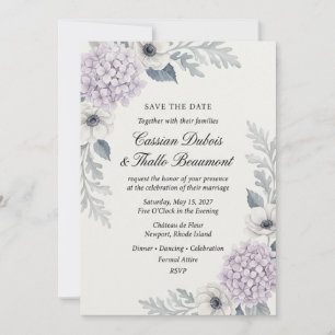 Invitation Hydrangea Lavande & Anémone Élégance Botanique