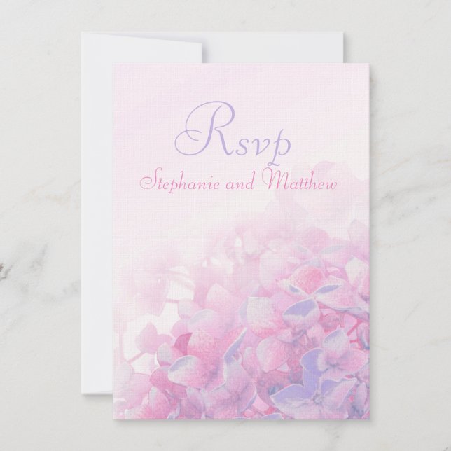 Invitation Hydrangea mariage formel floral RSVP rose violet (Devant)