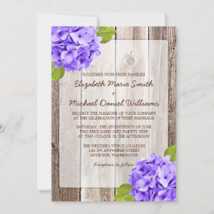 Invitation Hydrangea violet Rustique Floral Grange Mariage bo