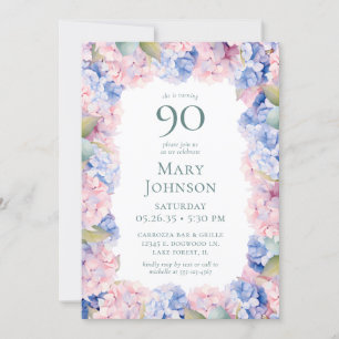 Invitation Hydrangeas 90e fête d'anniversaire