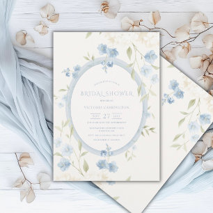 Invitation Hydrangeas Blanches Florales Bleues Élégante Fête 