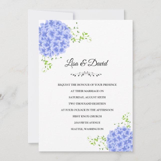 Invitation Hydrangeas bleu-faire-part de mariage (Devant)