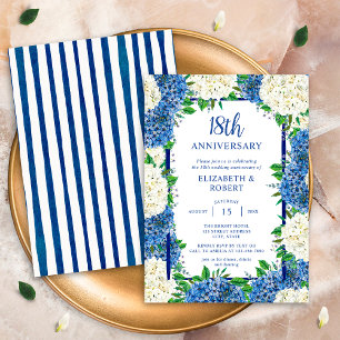 Invitation Hydrangeas Bleus Blancs Mariage Personnalisé Anniv